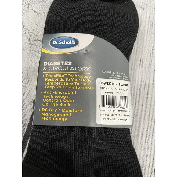 Dr Scholls Women Diabetes Circulatory Ankle Socks Shoe Size 8-12 Black 4-Pair Q1 - Picture 3 of 3